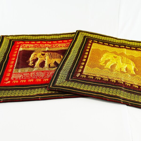 Thai Embroidered Elephant Throw Pillow Covers